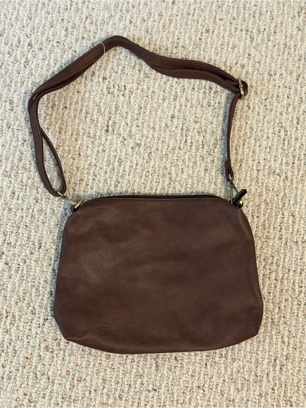 Joy Susan Brown Leather Crossbody Bag